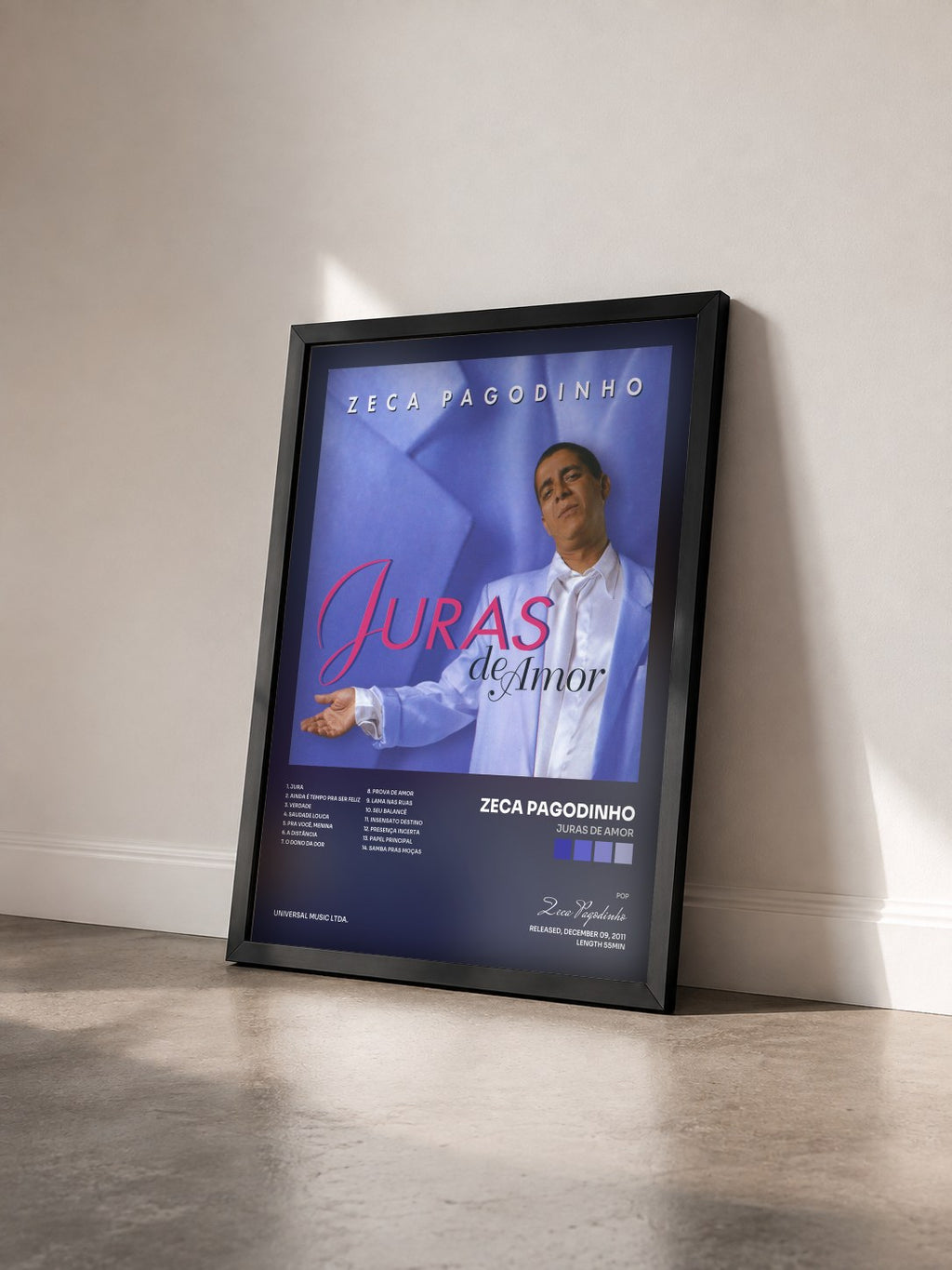 #noir Tableau de l'album Juras De Amor de Zeca Pagodinho vu de trois quarts, cadre noir