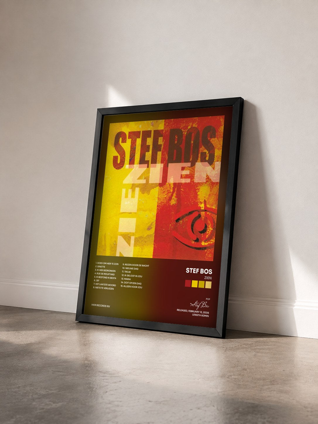 #noir Tableau de l'album Zien de Stef Bos vu de trois quarts, cadre noir