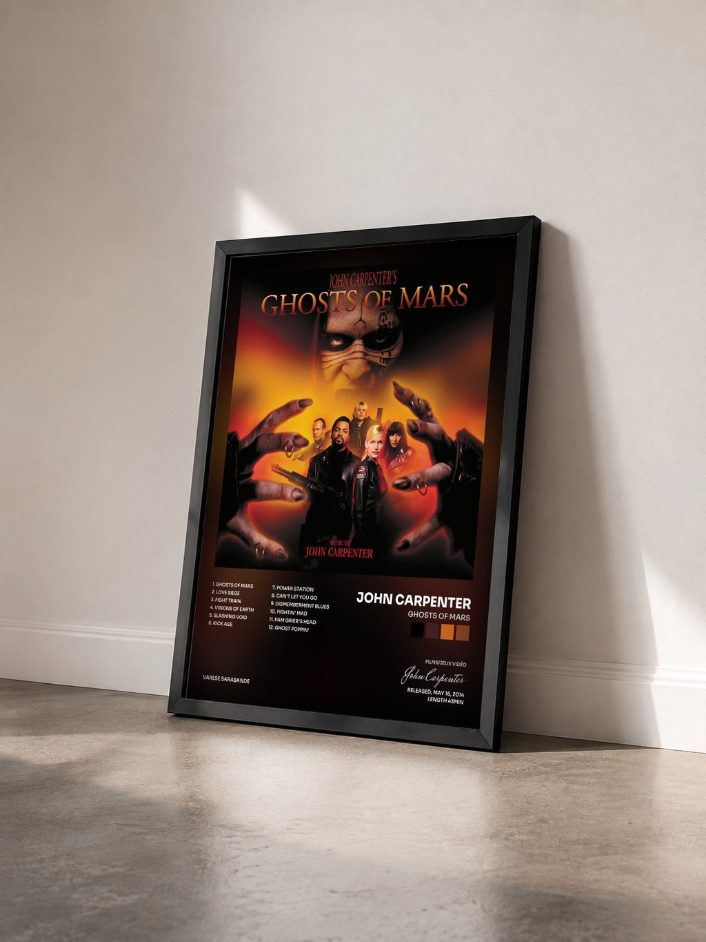 #noir Tableau de l'album Ghosts Of Mars de John Carpenter vu de trois quarts, cadre noir