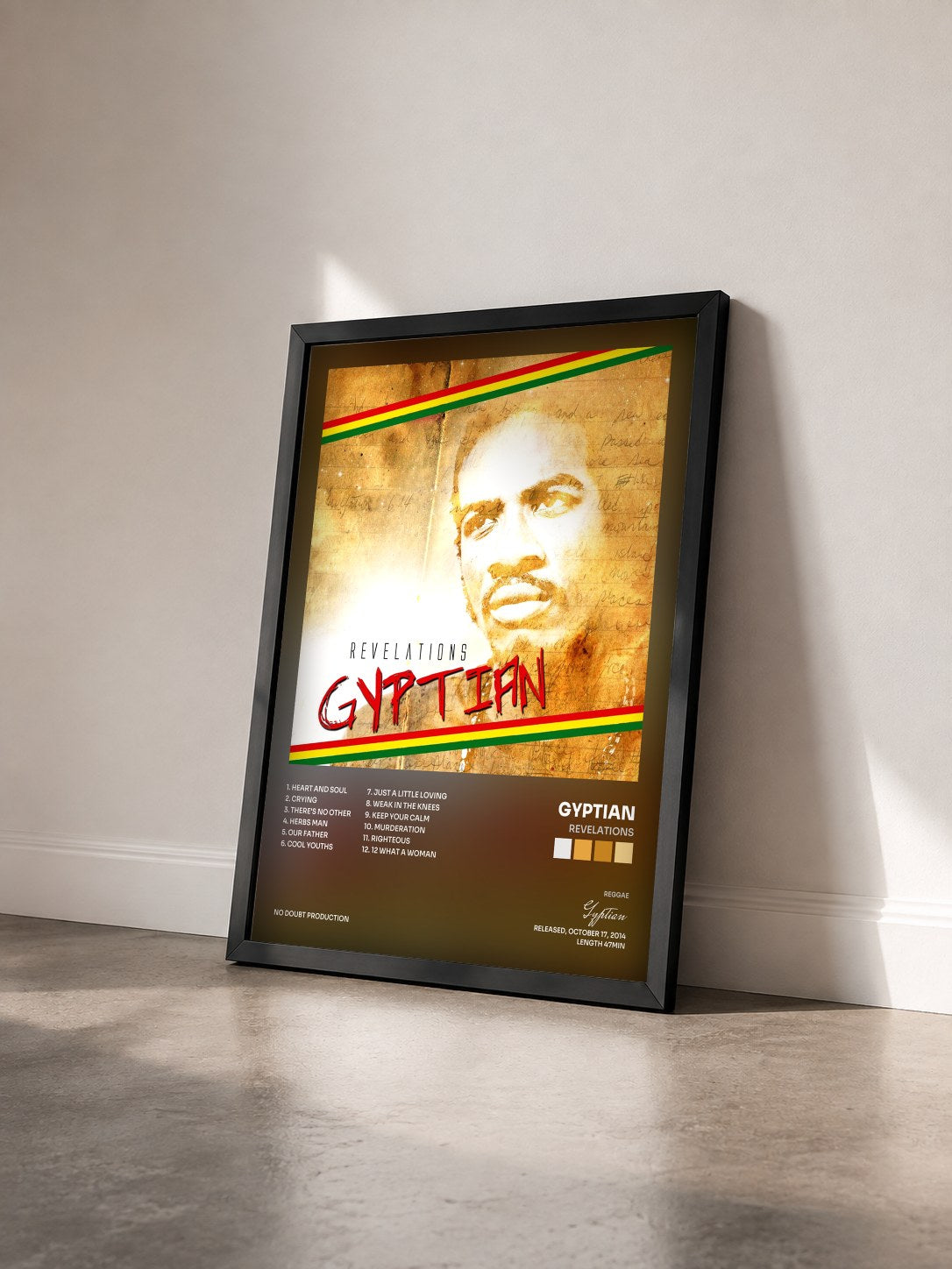 #noir Tableau de l'album Revelations de Gyptian vu de trois quarts, cadre noir