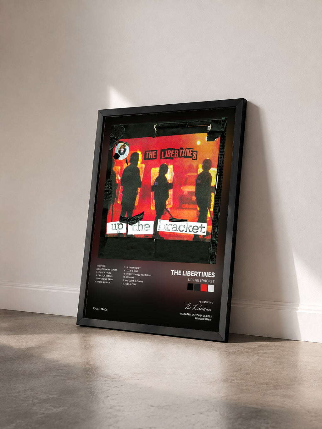 #noir Tableau de l'album Up the Bracket de The Libertines vu de trois quarts, cadre noir