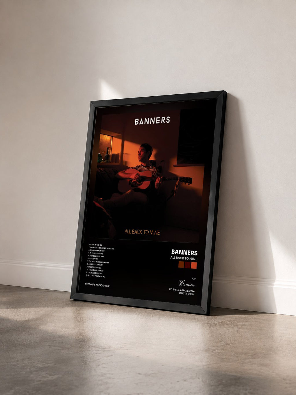 #noir Tableau de l'album All Back to Mine de Banners vu de trois quarts, cadre noir