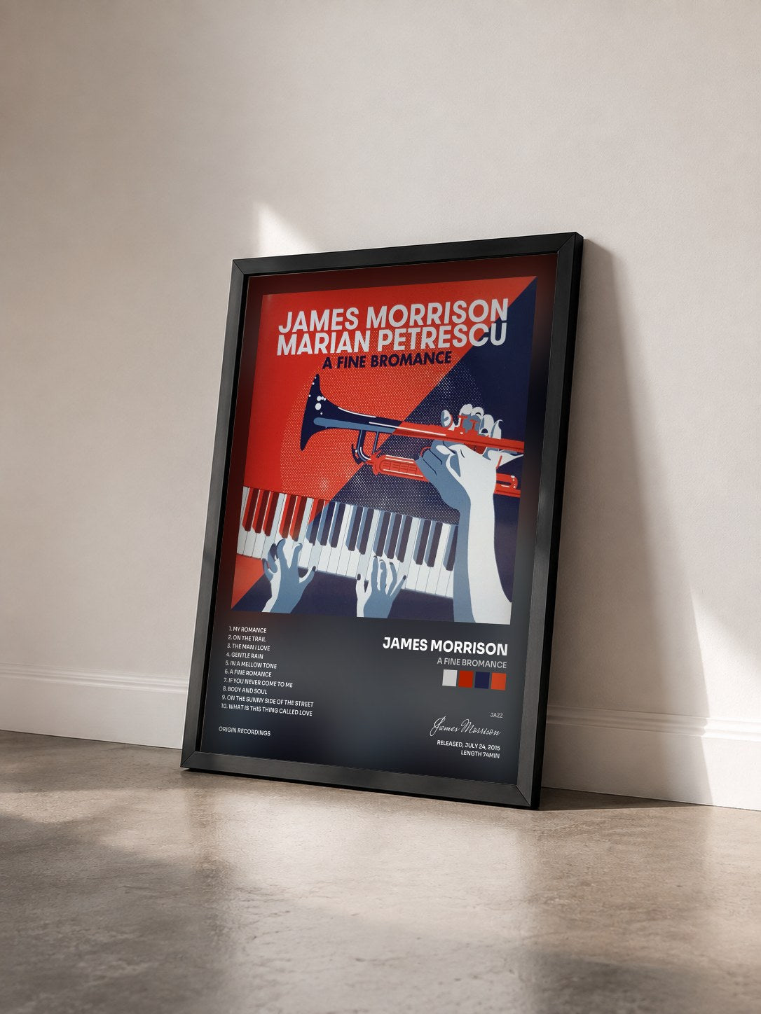#noir Tableau de l'album A Fine Bromance de James Morrison vu de trois quarts, cadre noir