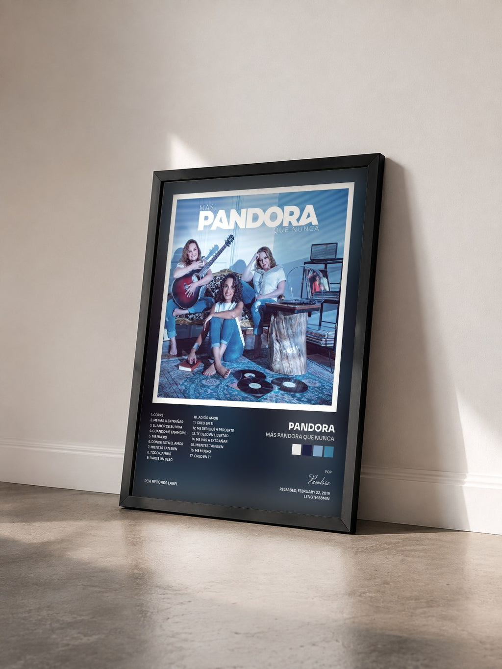 #noir Tableau de l'album Más Pandora Que Nunca de Pandora vu de trois quarts, cadre noir