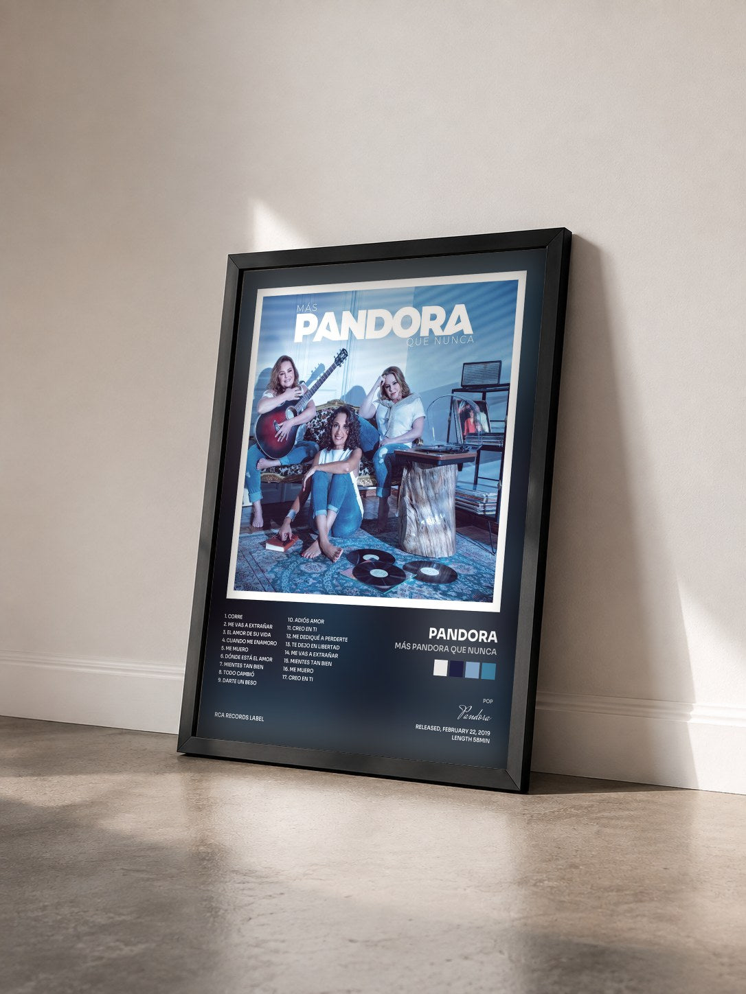 #noir Tableau de l'album Más Pandora Que Nunca de Pandora vu de trois quarts, cadre noir
