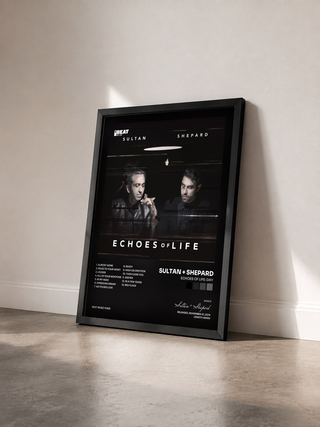 #noir Tableau de l'album Echoes Of Life: Day de Sultan + Shepard vu de trois quarts, cadre noir