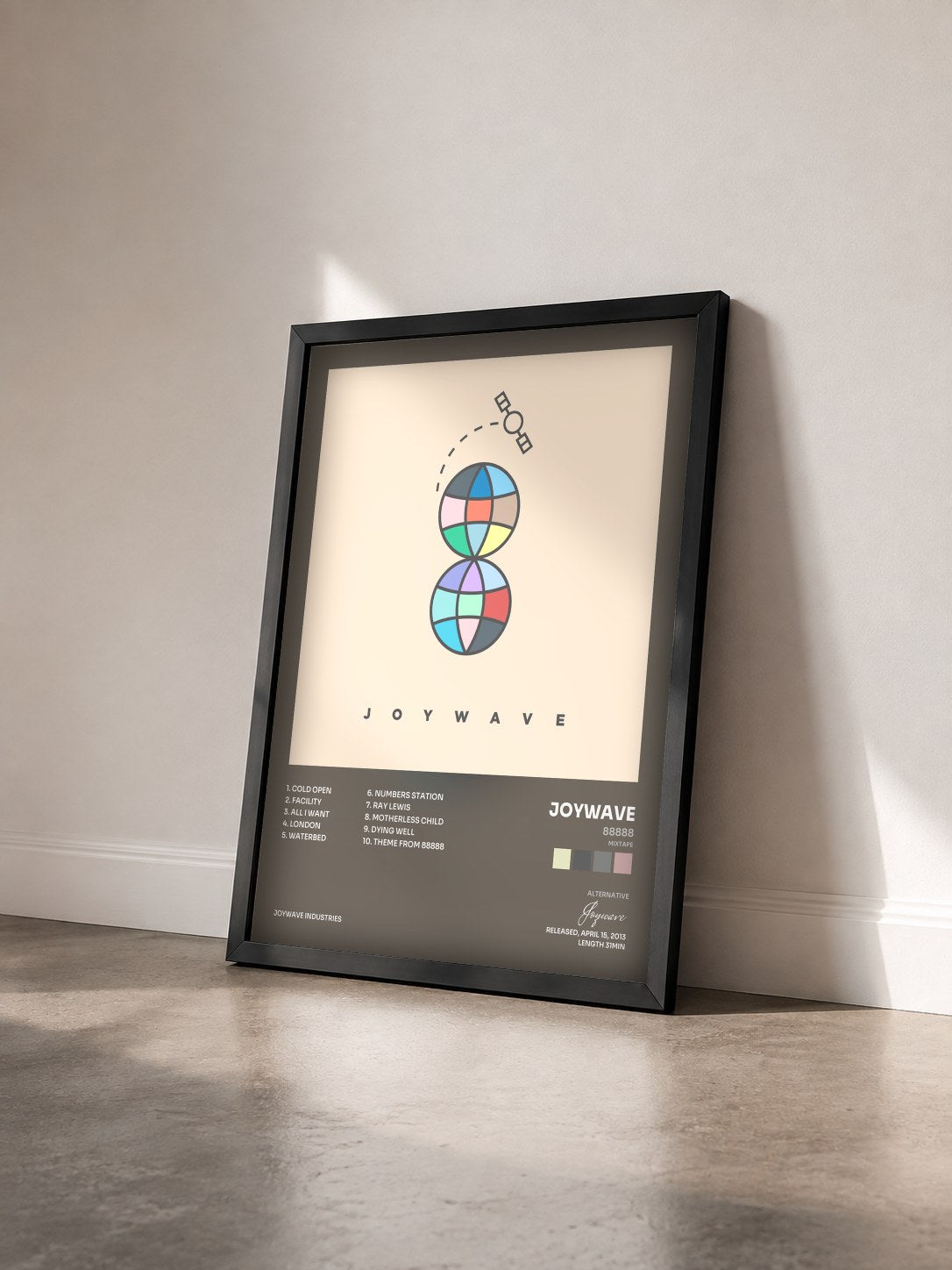 #noir Tableau de l'album 88888 (Mixtape) de Joywave vu de trois quarts, cadre noir