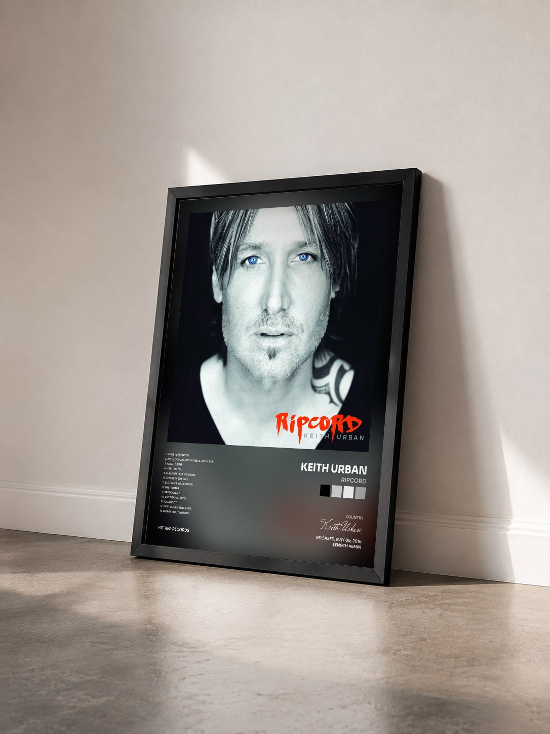 #noir Tableau de l'album Ripcord de Keith Urban vu de trois quarts, cadre noir