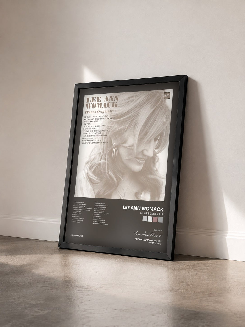 #noir Tableau de l'album iTunes Originals de Lee Ann Womack vu de trois quarts, cadre noir