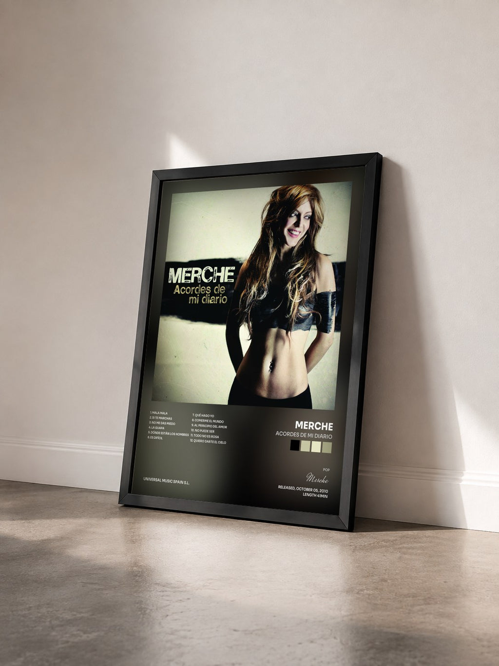 #noir Tableau de l'album Acordes De Mi Diario de Merche vu de trois quarts, cadre noir