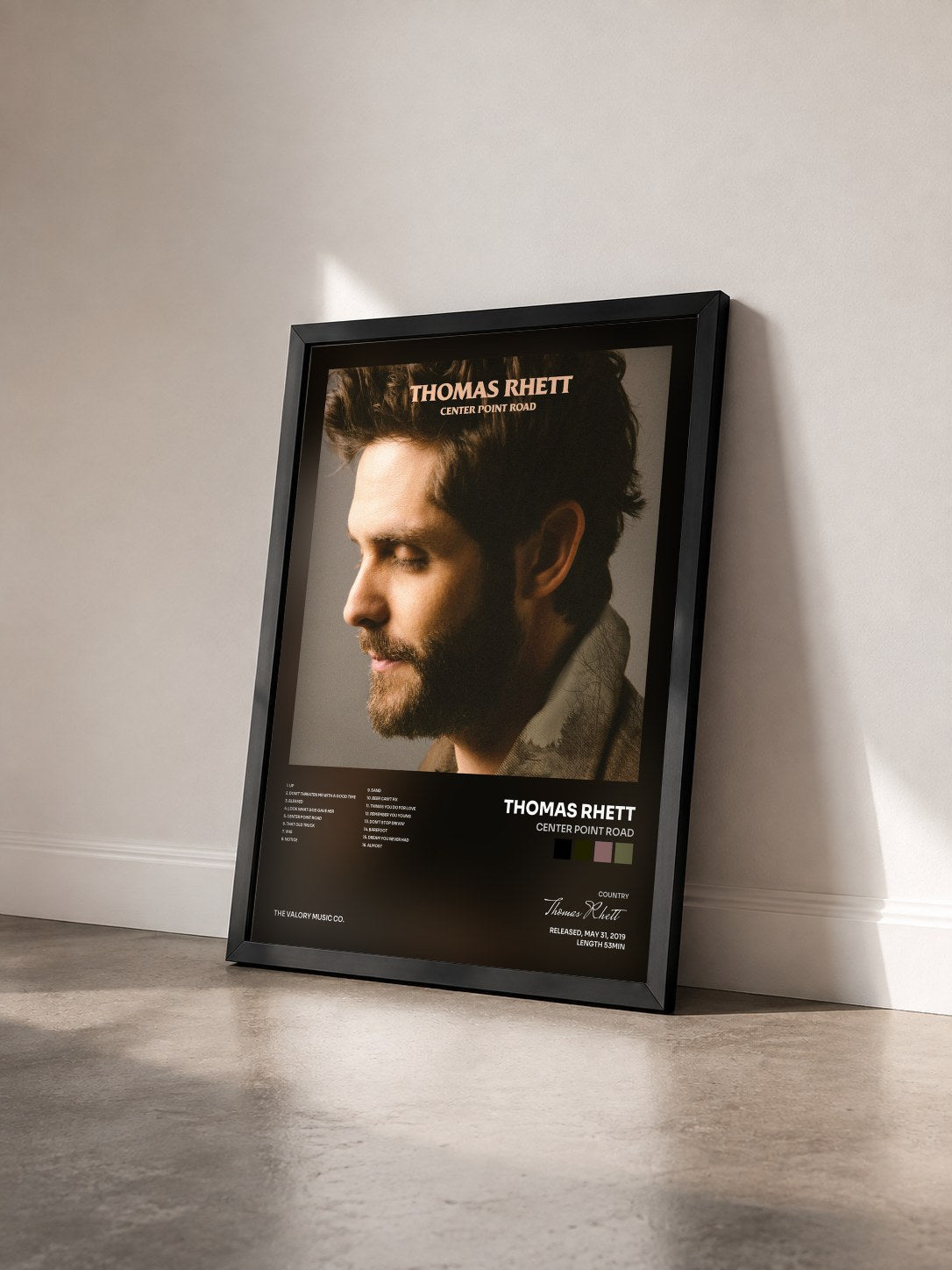 #noir Tableau de l'album Center Point Road de Thomas Rhett vu de trois quarts, cadre noir
