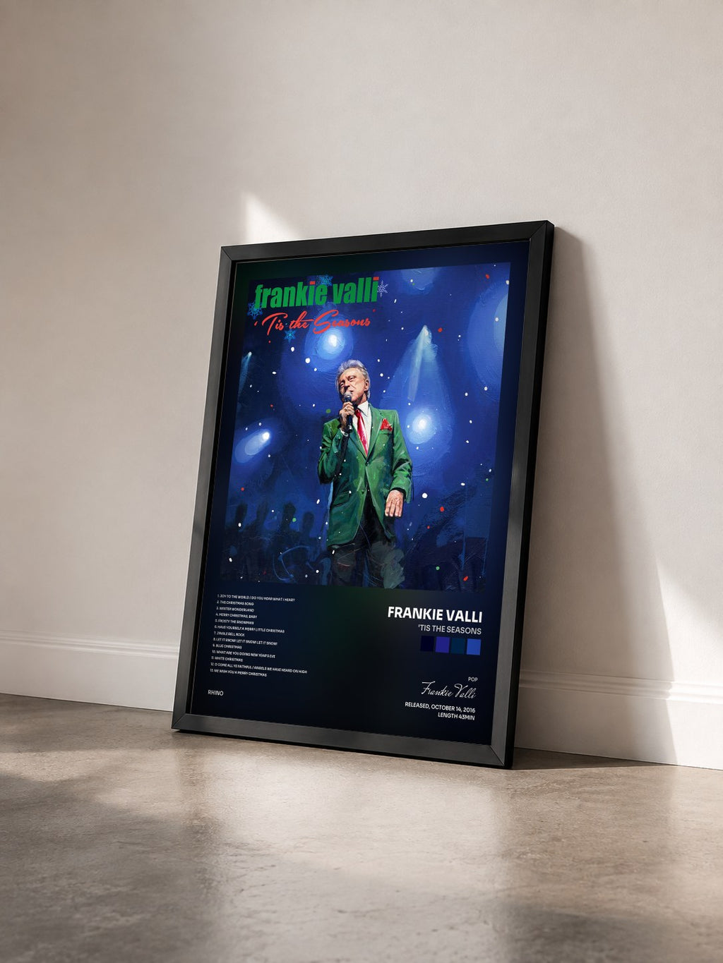 #noir Tableau de l'album 'Tis The Seasons de Frankie Valli vu de trois quarts, cadre noir