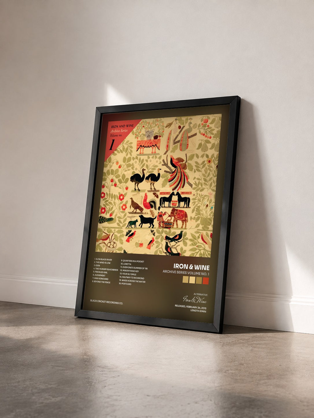 #noir Tableau de l'album Archive Series Volume No. 1 de Iron & Wine vu de trois quarts, cadre noir