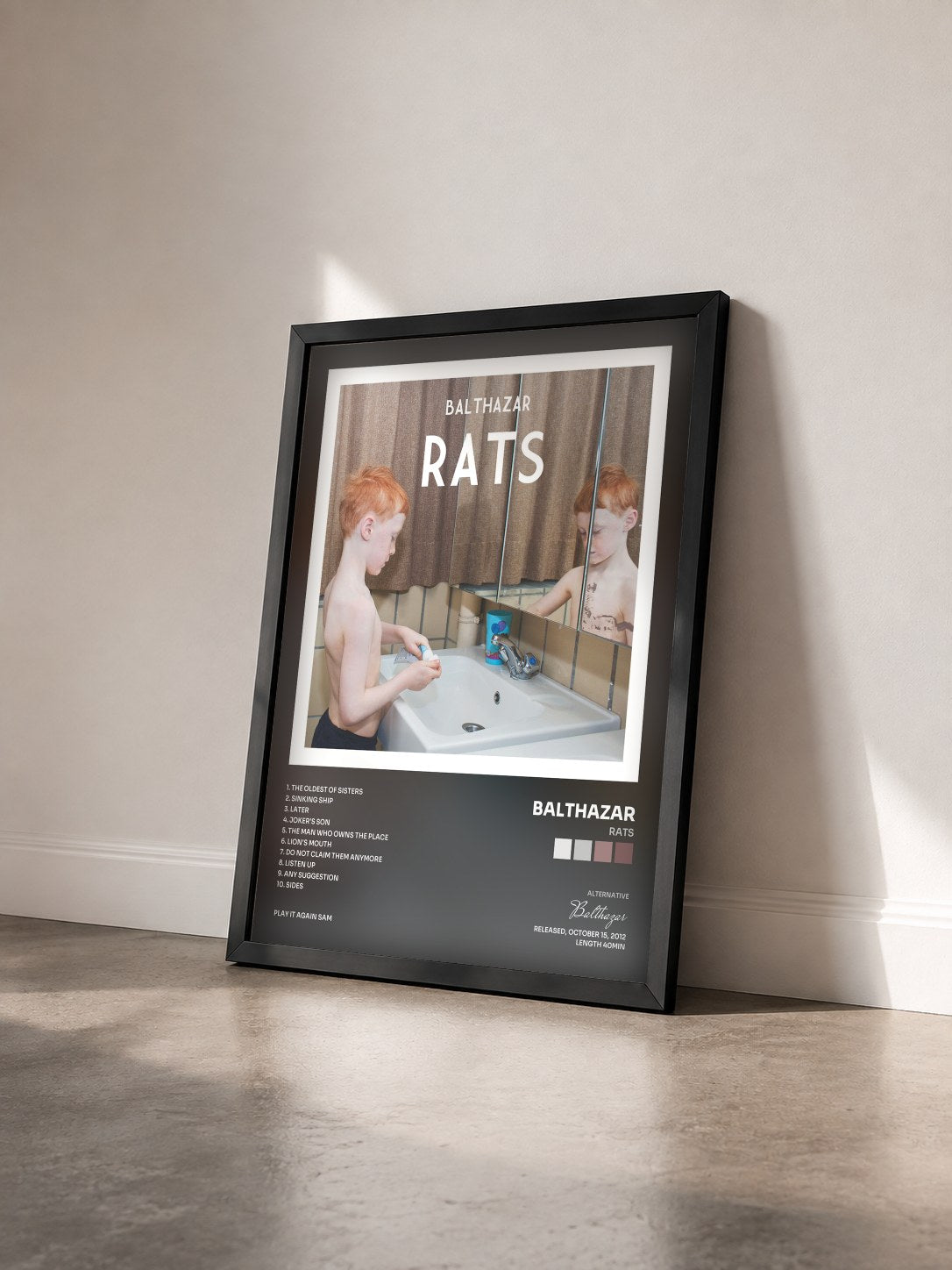 #noir Tableau de l'album Rats de Balthazar vu de trois quarts, cadre noir