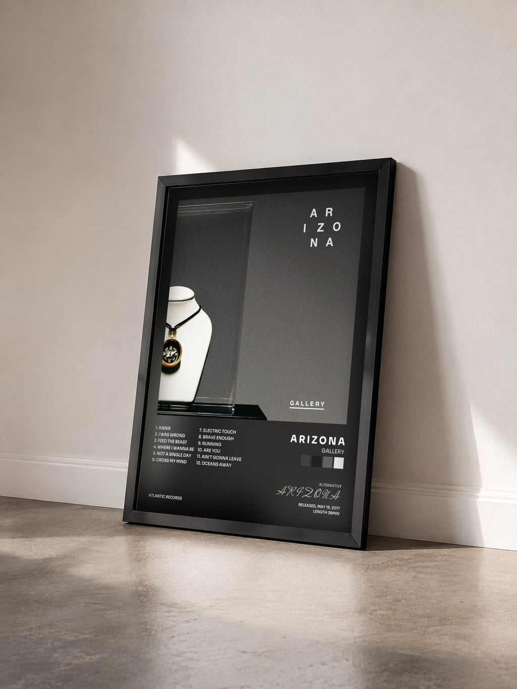 #noir Tableau de l'album GALLERY de A R I Z O N A vu de trois quarts, cadre noir
