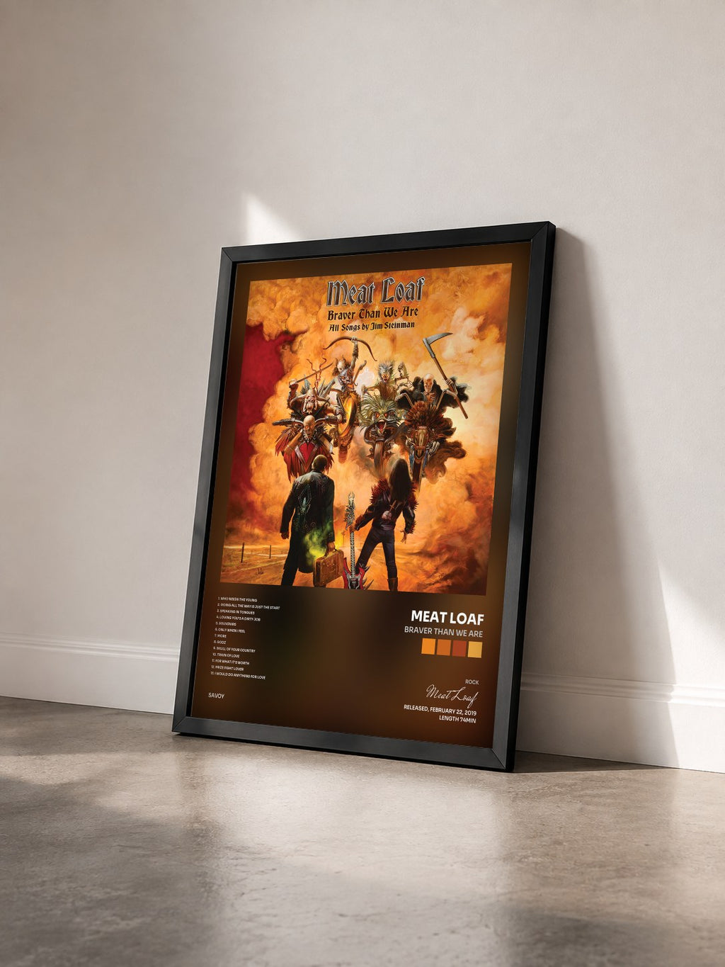 #noir Tableau de l'album Braver Than We Are de Meat Loaf vu de trois quarts, cadre noir