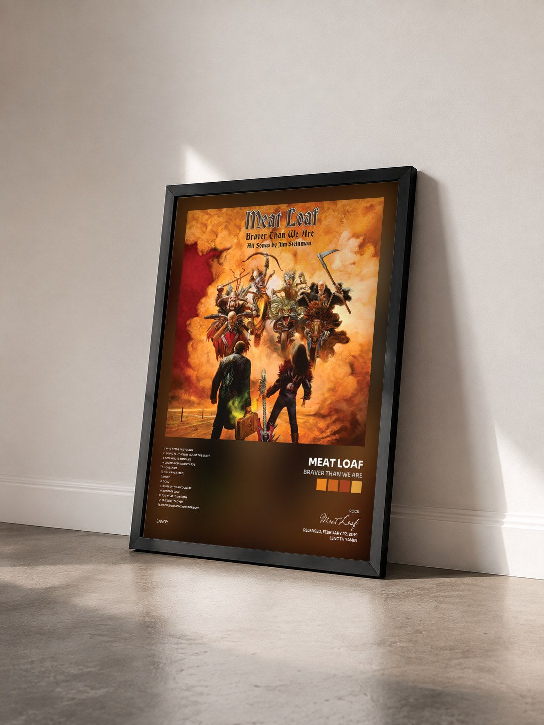 #noir Tableau de l'album Braver Than We Are de Meat Loaf vu de trois quarts, cadre noir