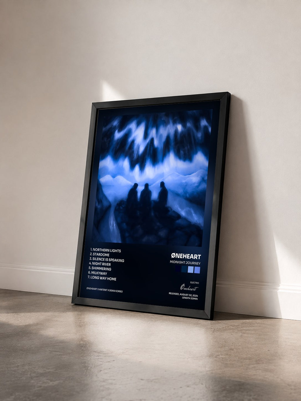 #noir Tableau de l'album Midnight Journey de Øneheart vu de trois quarts, cadre noir