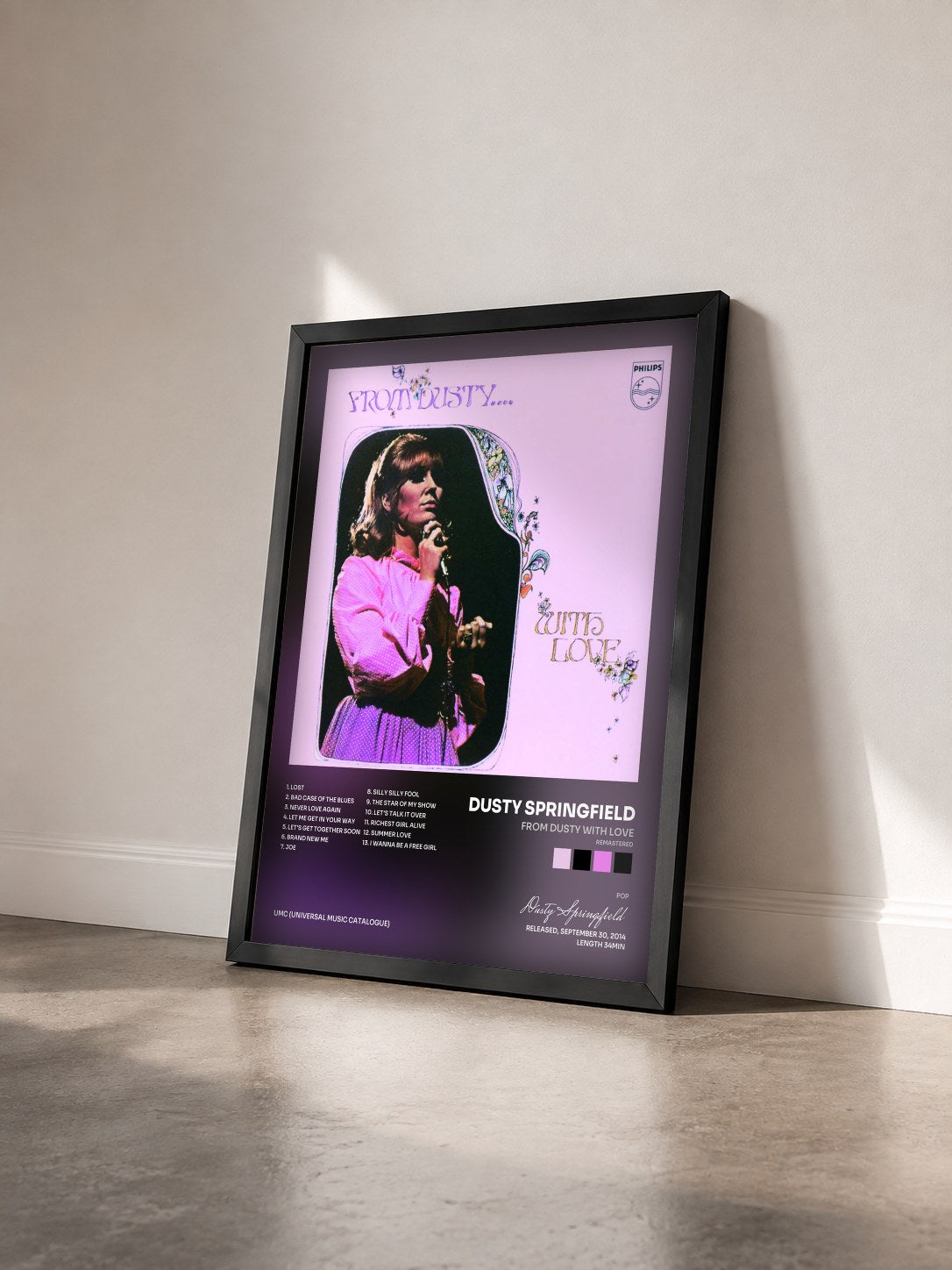 #noir Tableau de l'album From Dusty With Love (Remastered) de Dusty Springfield vu de trois quarts, cadre noir