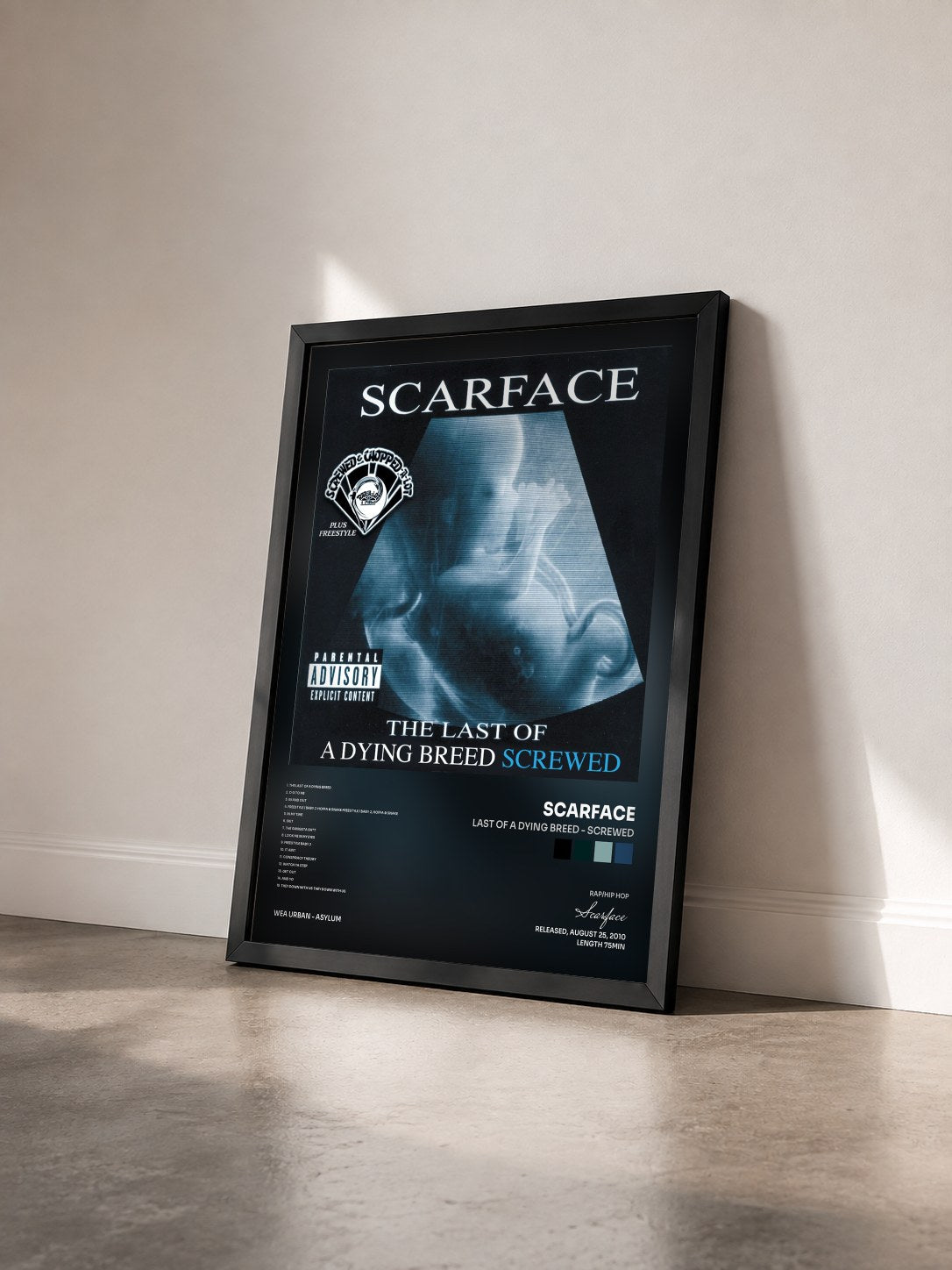 #noir Tableau de l'album Last Of A Dying Breed - Screwed de Scarface vu de trois quarts, cadre noir