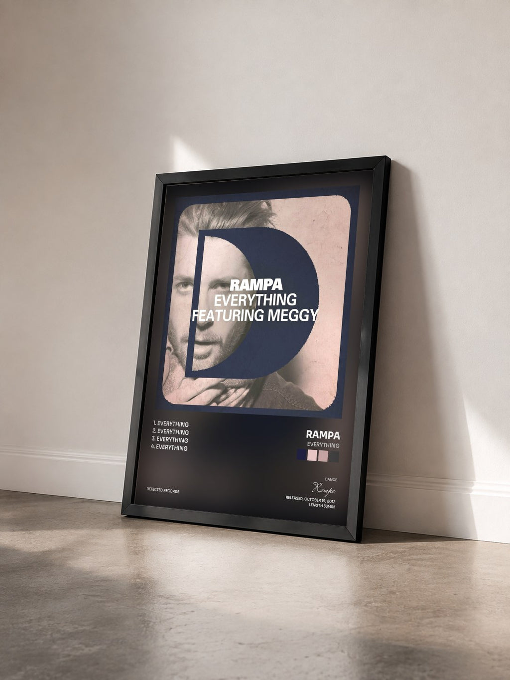 #noir Tableau de l'album Everything de Rampa vu de trois quarts, cadre noir