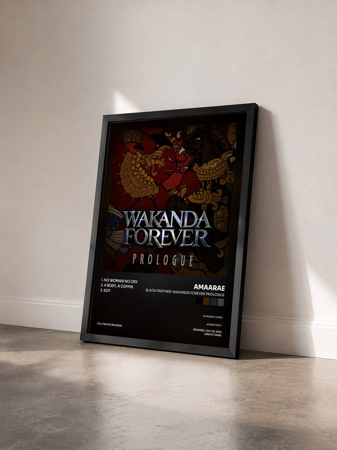 #noir Tableau de l'album Black Panther: Wakanda Forever Prologue de amaarae vu de trois quarts, cadre noir
