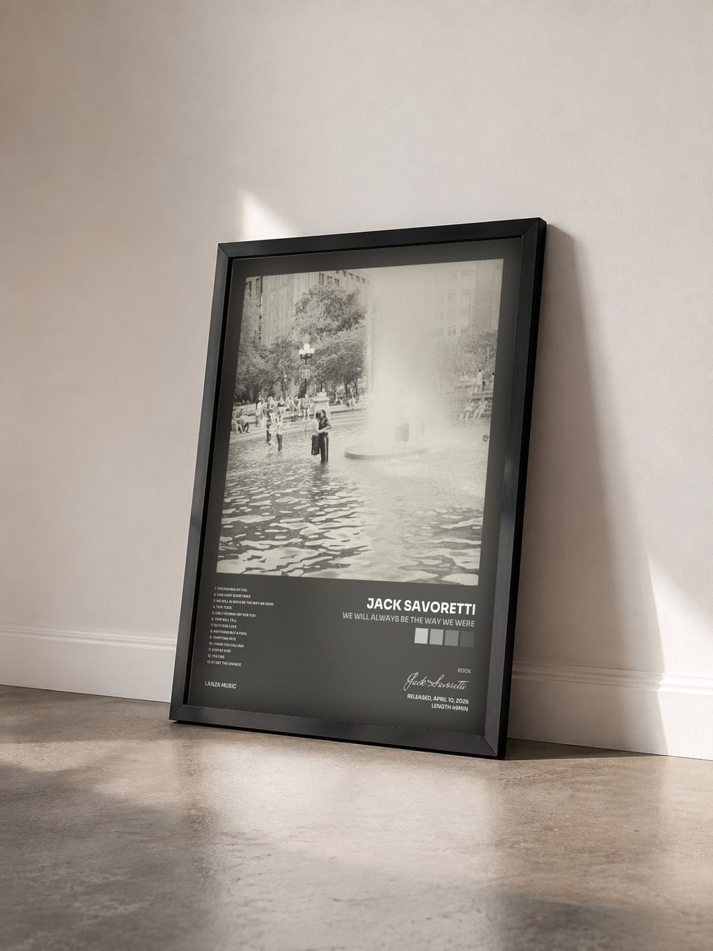 #noir Tableau de l'album We Will Always Be The Way We Were de Jack Savoretti vu de trois quarts, cadre noir