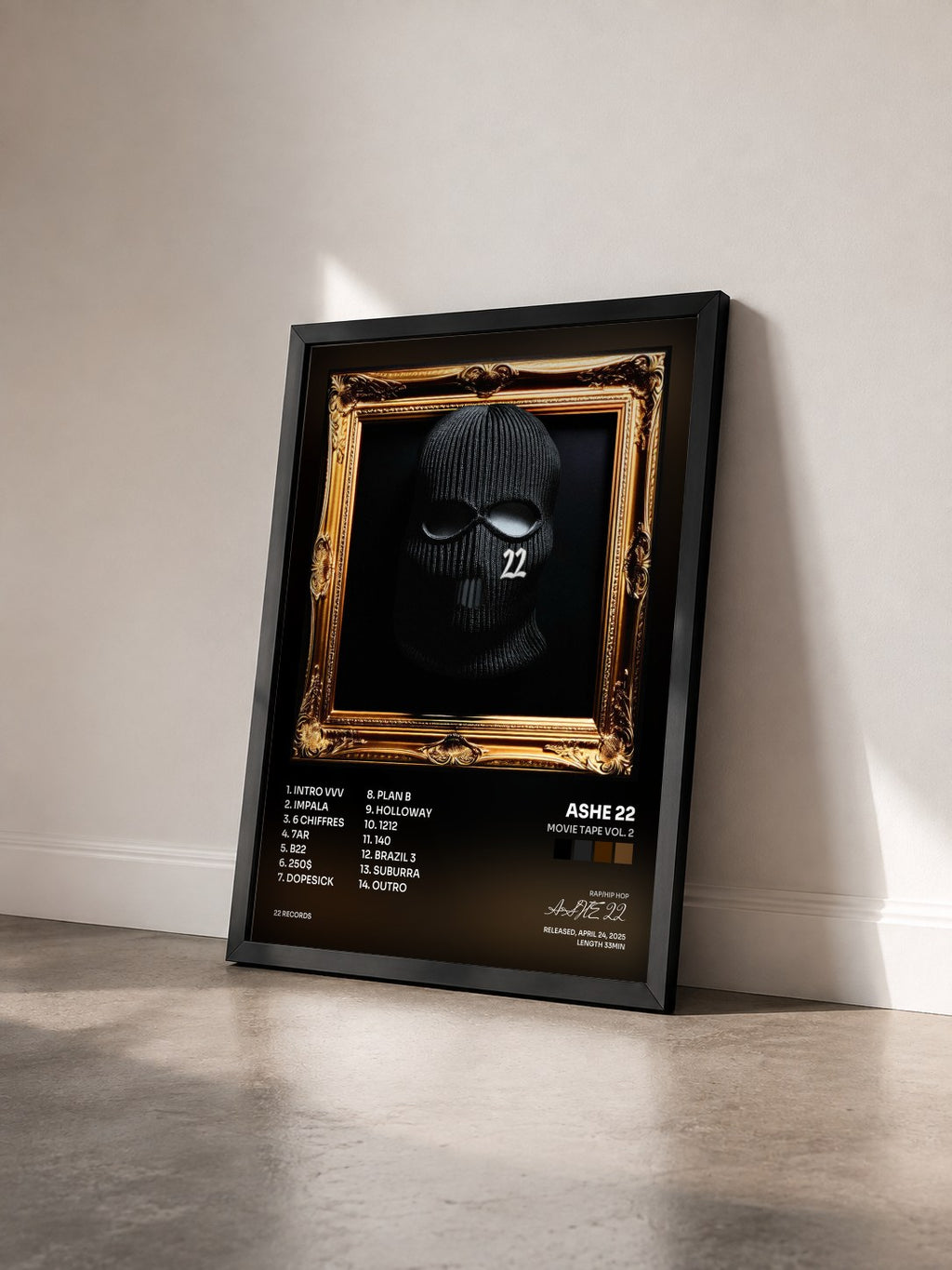 #noir Tableau de l'album MOVIE TAPE VOL. 2 de ASHE 22 vu de trois quarts, cadre noir