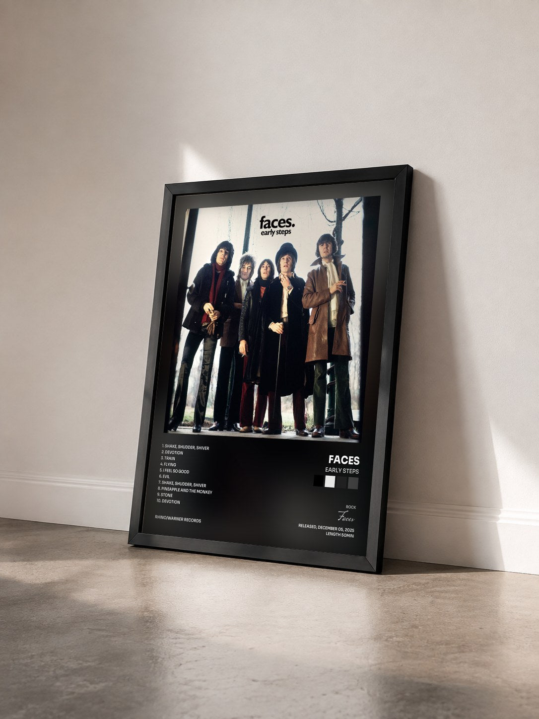 #noir Tableau de l'album Early Steps de Faces vu de trois quarts, cadre noir