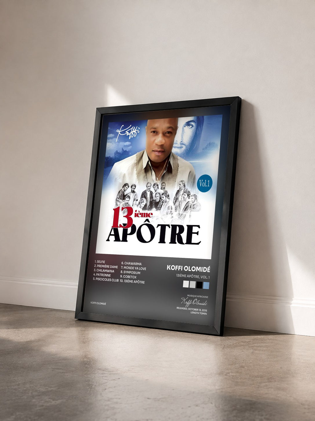 #noir Tableau de l'album 13ième apôtre, Vol. 1 de Koffi Olomidé vu de trois quarts, cadre noir