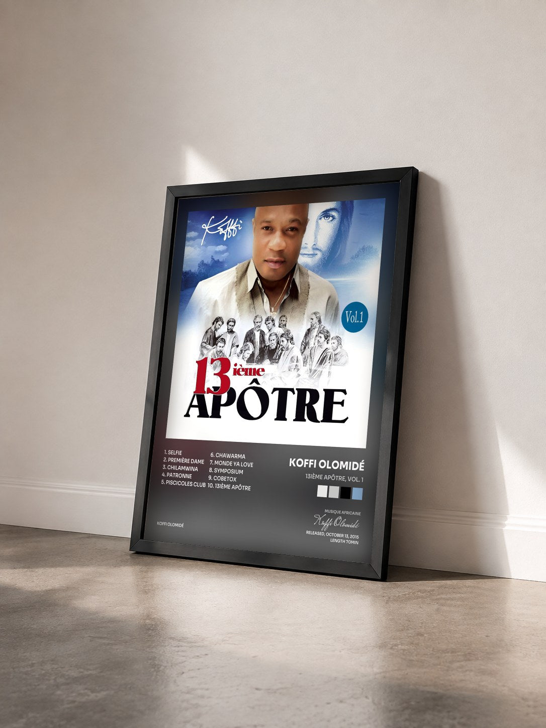 #noir Tableau de l'album 13ième apôtre, Vol. 1 de Koffi Olomidé vu de trois quarts, cadre noir