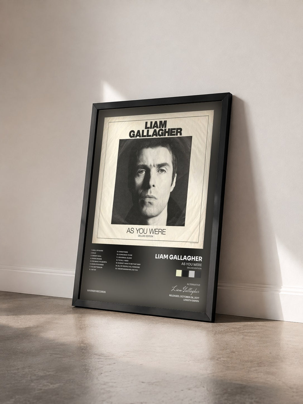 #noir Tableau de l'album As You Were (Deluxe Edition) de Liam Gallagher vu de trois quarts, cadre noir