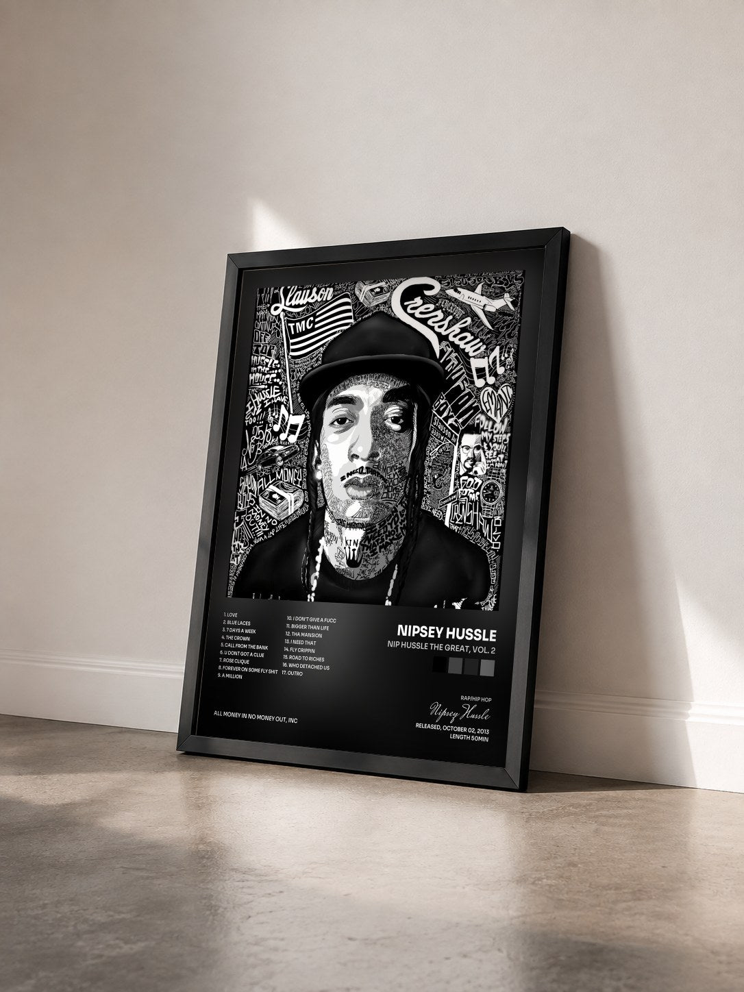 #noir Tableau de l'album Nip Hussle the Great, Vol. 2 de Nipsey Hussle vu de trois quarts, cadre noir