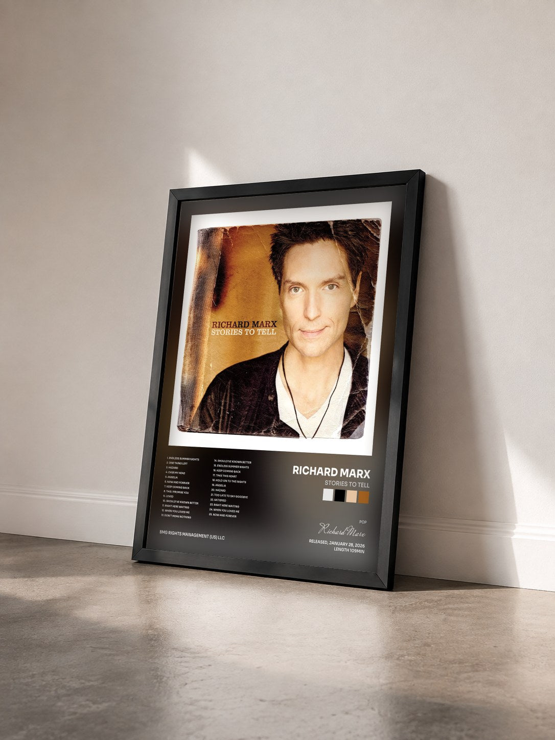 #noir Tableau de l'album Stories To Tell de Richard Marx vu de trois quarts, cadre noir