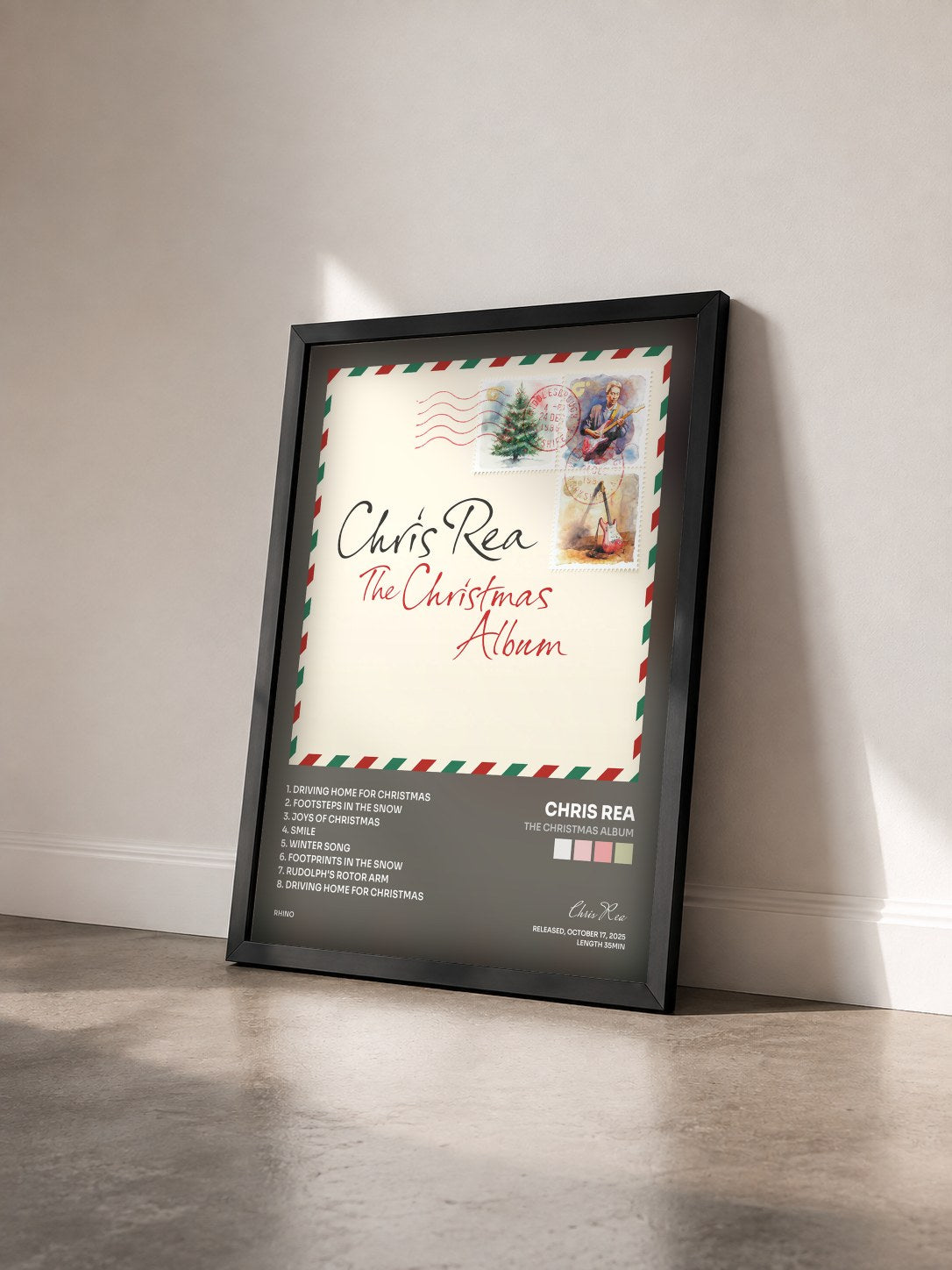 #noir Tableau de l'album The Christmas Album de Chris Rea vu de trois quarts, cadre noir