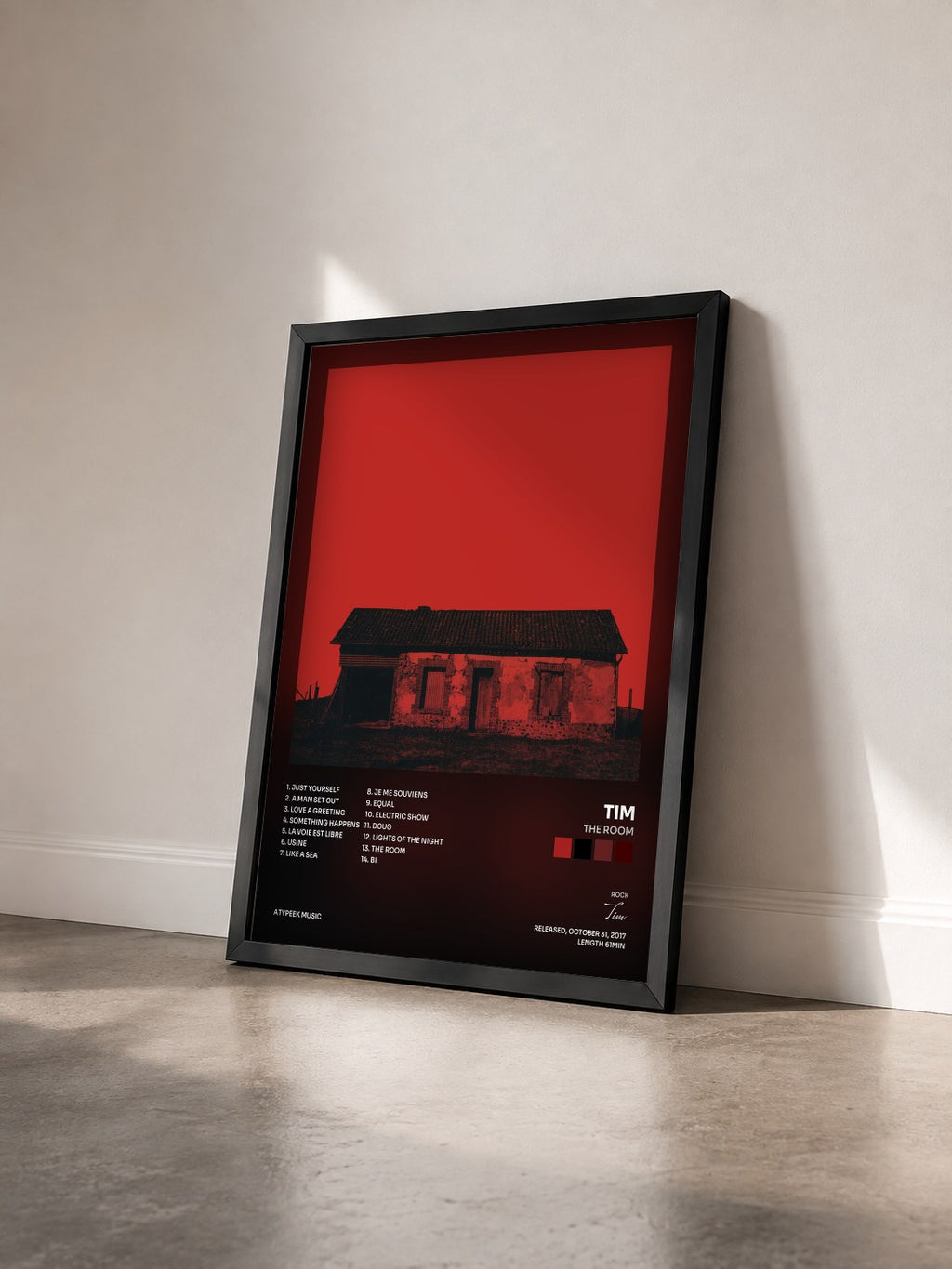 #noir Tableau de l'album The Room de Tim vu de trois quarts, cadre noir