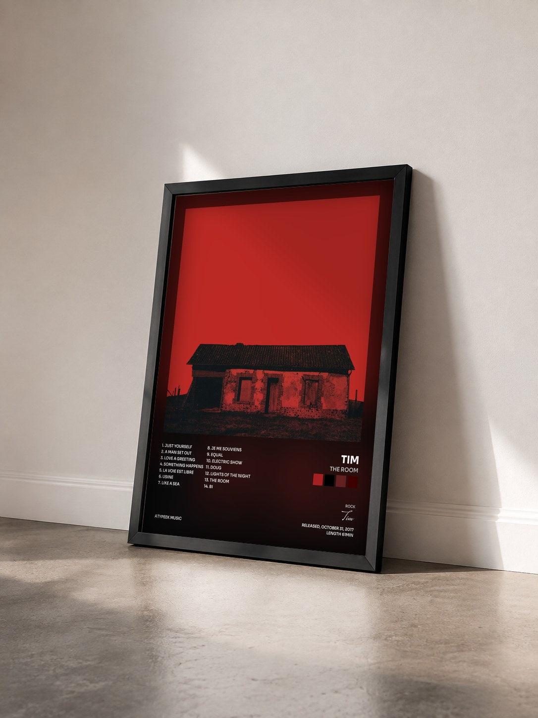 #noir Tableau de l'album The Room de Tim vu de trois quarts, cadre noir
