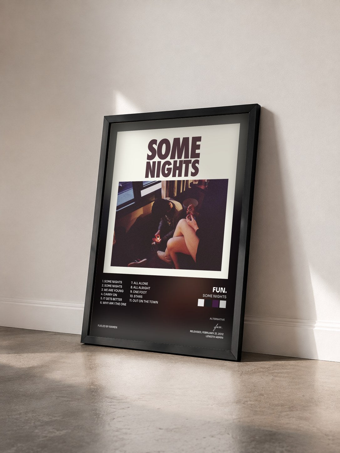 #noir Tableau de l'album Some Nights de fun. vu de trois quarts, cadre noir