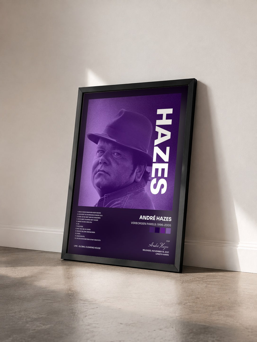 #noir Tableau de l'album Verborgen Parels: 1996-2005 de André Hazes vu de trois quarts, cadre noir