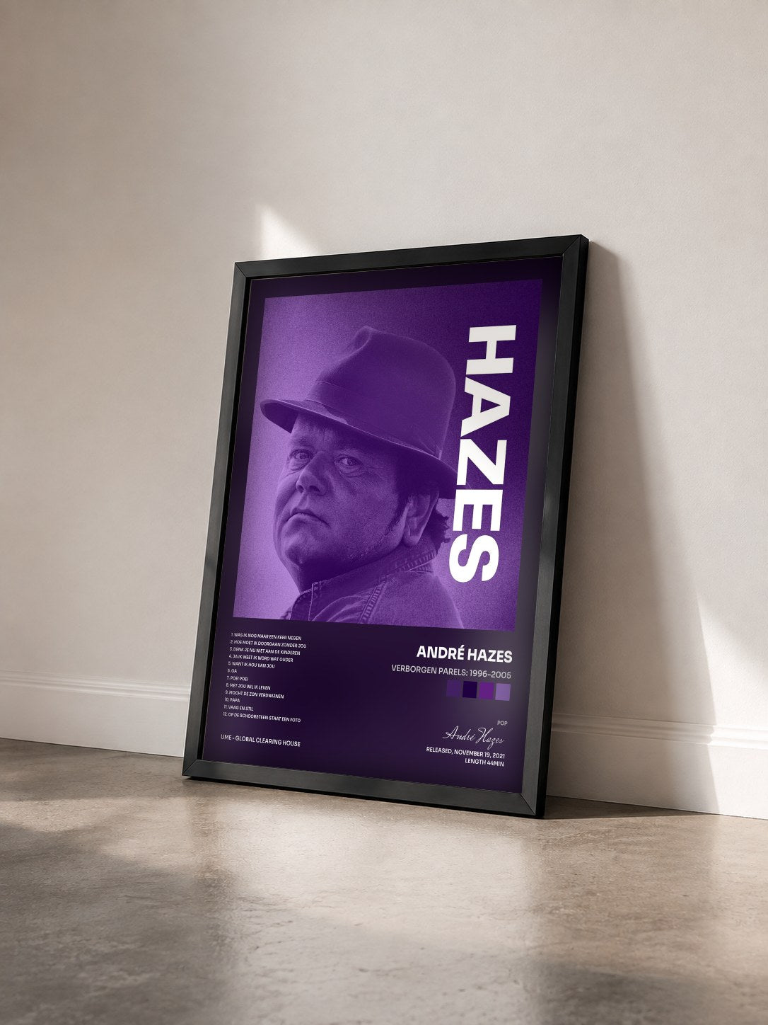 #noir Tableau de l'album Verborgen Parels: 1996-2005 de André Hazes vu de trois quarts, cadre noir