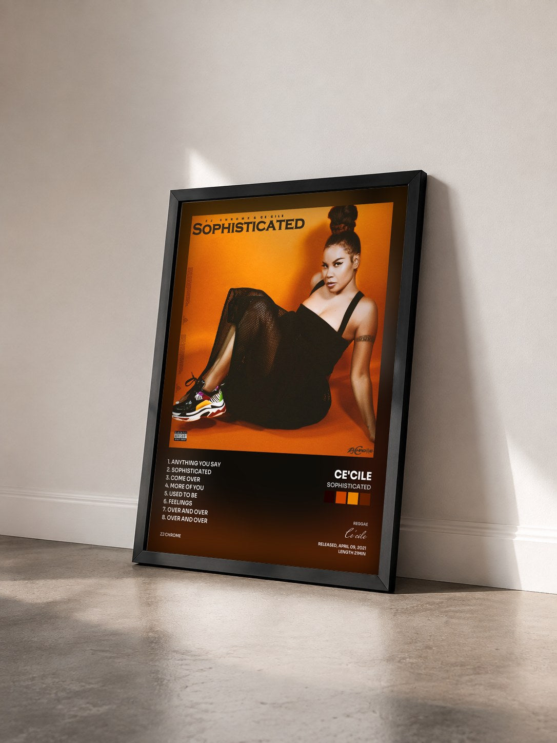 #noir Tableau de l'album Sophisticated de Ce'cile vu de trois quarts, cadre noir