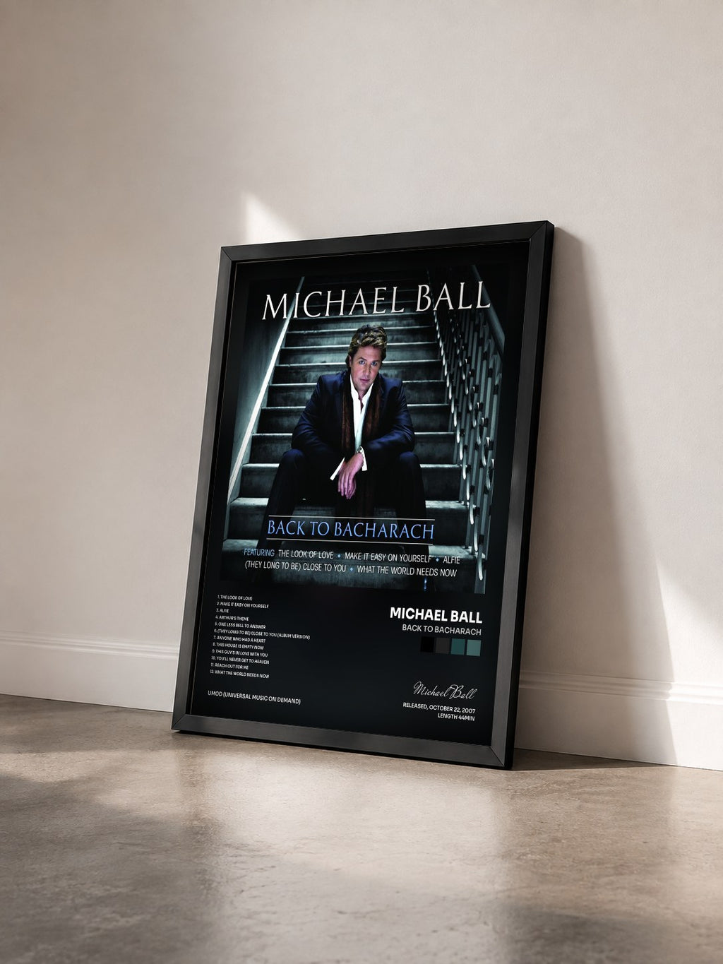 #noir Tableau de l'album Back To Bacharach de Michael Ball vu de trois quarts, cadre noir