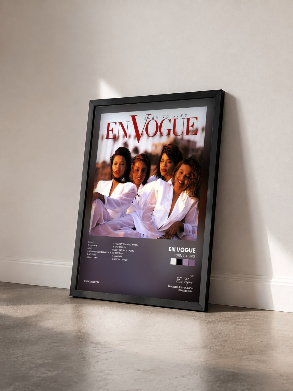 #noir Tableau de l'album Born to Sing de En Vogue vu de trois quarts, cadre noir