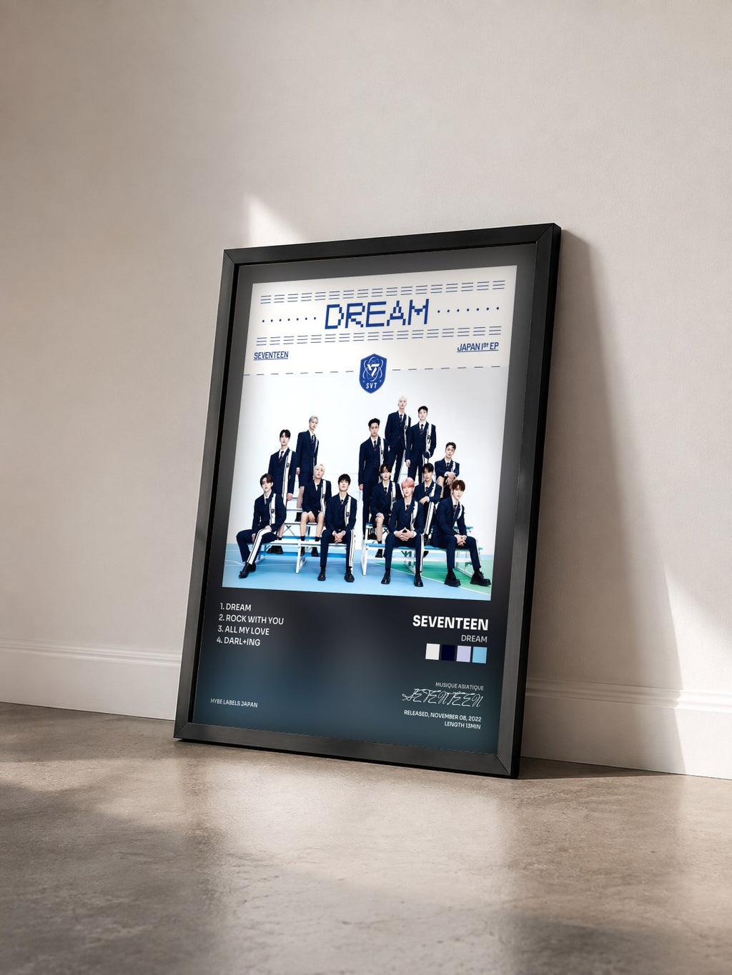 #noir Tableau de l'album DREAM de SEVENTEEN vu de trois quarts, cadre noir
