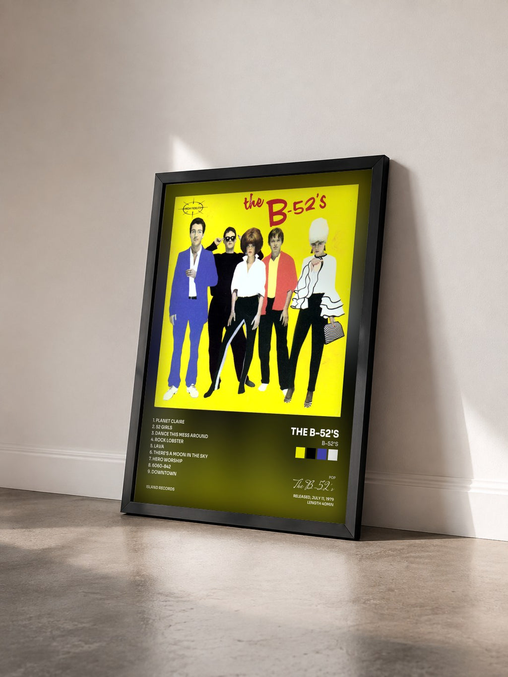 #noir Tableau de l'album B-52's de The B-52's vu de trois quarts, cadre noir