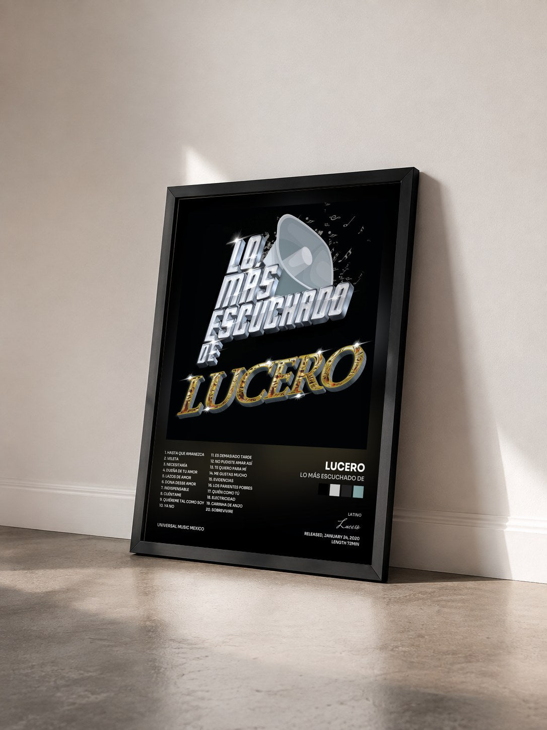 #noir Tableau de l'album Lo Más Escuchado De de Lucero vu de trois quarts, cadre noir