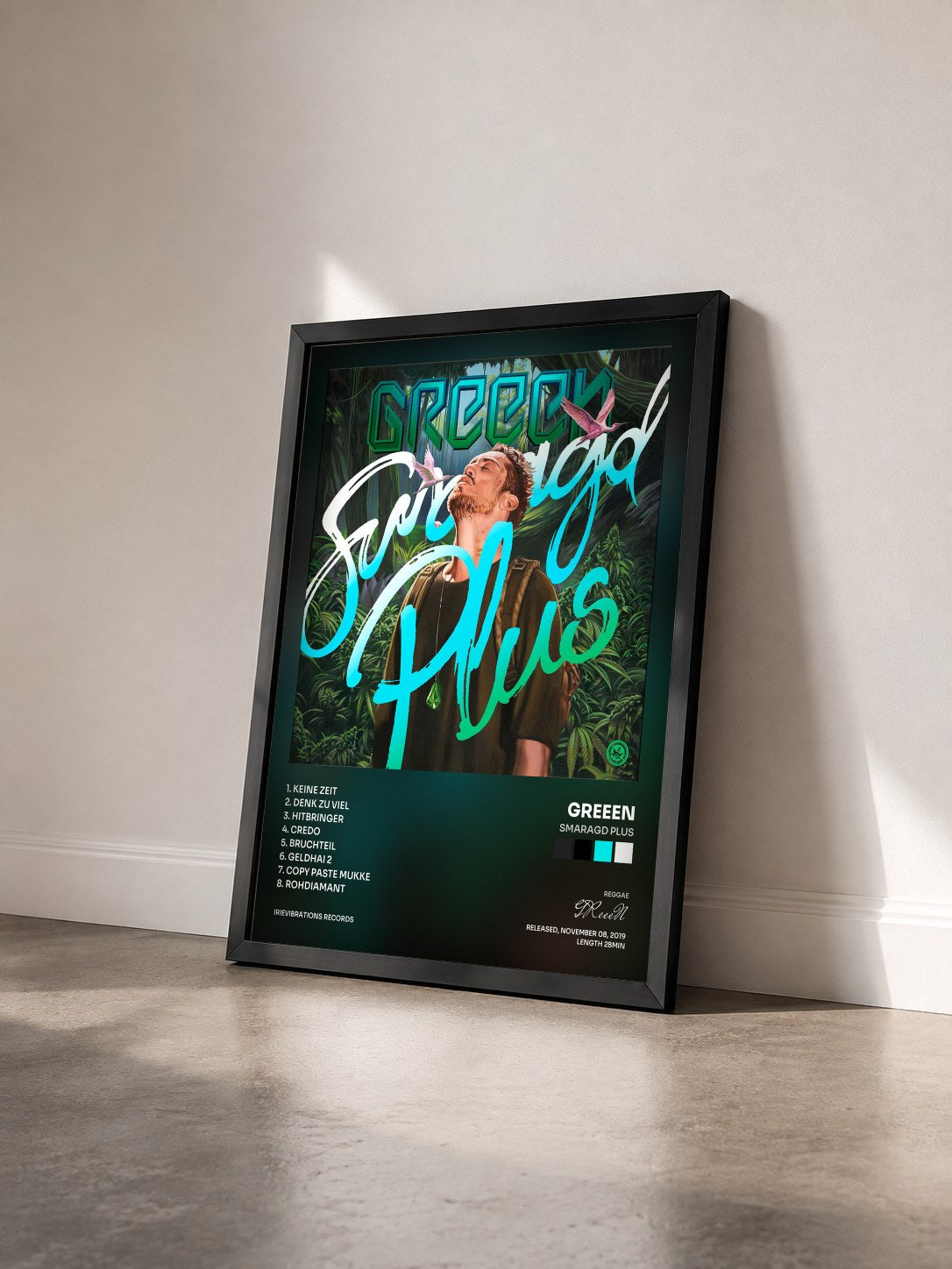 #noir Tableau de l'album Smaragd plus de GReeeN vu de trois quarts, cadre noir
