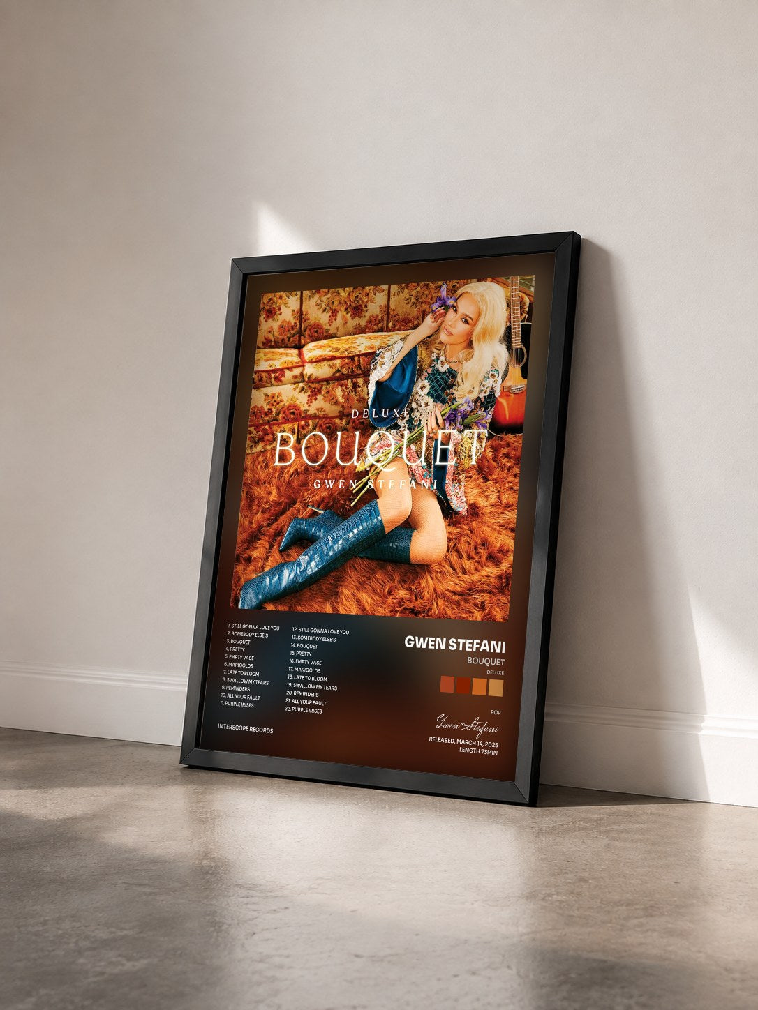 #noir Tableau de l'album Bouquet (Deluxe) de Gwen Stefani vu de trois quarts, cadre noir
