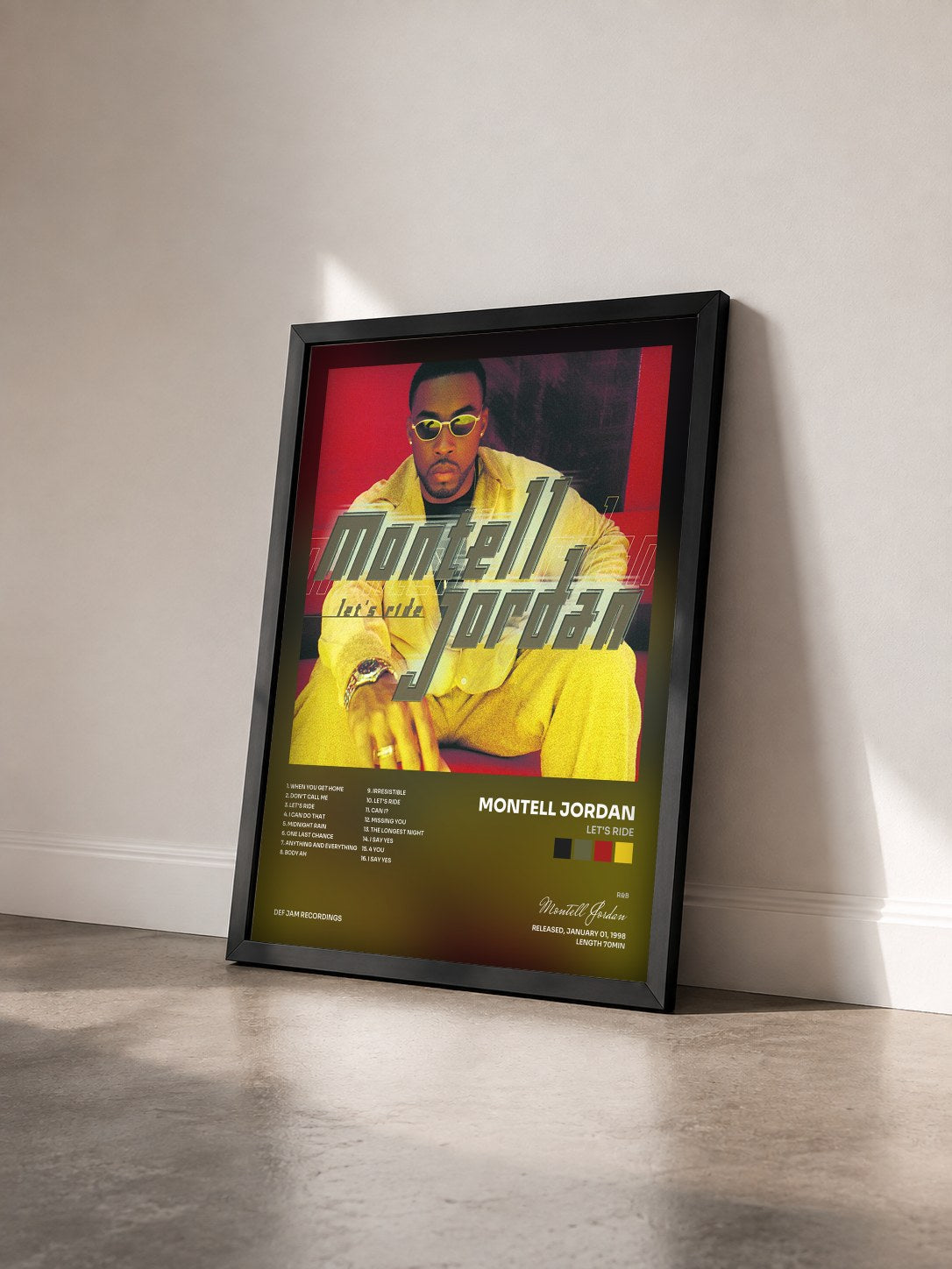 #noir Tableau de l'album Let's Ride de Montell Jordan vu de trois quarts, cadre noir