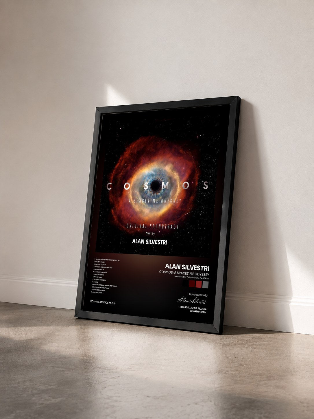 #noir Tableau de l'album Cosmos: A SpaceTime Odyssey (Music from the Original TV Series) Vol. 3 de Alan Silvestri vu de trois quarts, cadre noir